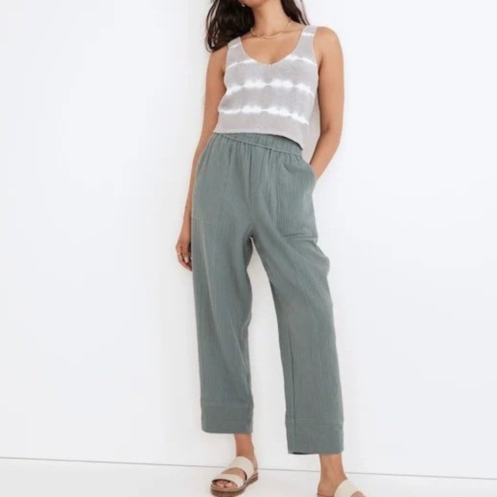 Madewell Lightspun Balloon Pants Sage Green Cotton Gauze Womens Small Tall